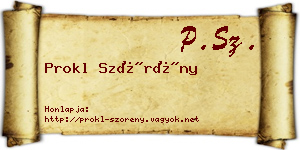 Prokl Szörény névjegykártya